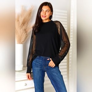 Double Take Designer Black Round Neck Raglan Sleeve Blouse. Various Sizes NWT